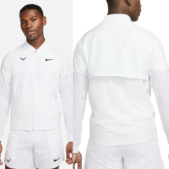 NikE Mens Rafa Dri-Fit Tennis Jacket White and Black